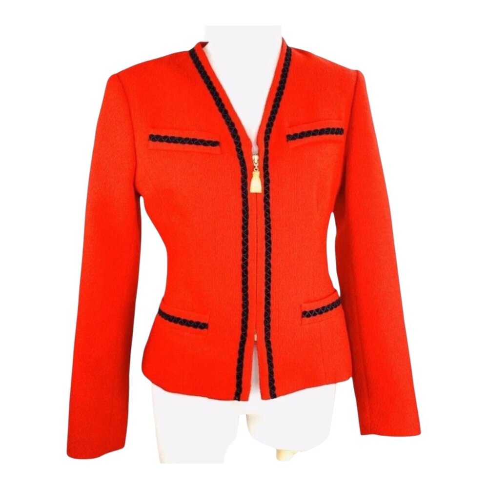 Georgiou Studio Vintage Red Wool/Nylon Womens Jacket With Gold Tassel Zipper - Picture 12 of 13